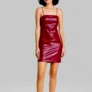 Berry Red Faux Leather Mini Dress ~ Bold & Trendy ~ Ladies Medium